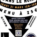 Déjeuner dans le noir le jeudi 21 mars 2024 au Restaurant la Voile Blanche, attention, sans doute vaut-il mieux éviter la chemise blanche ce soir là... Quizz, dégustation aveugle, etc.