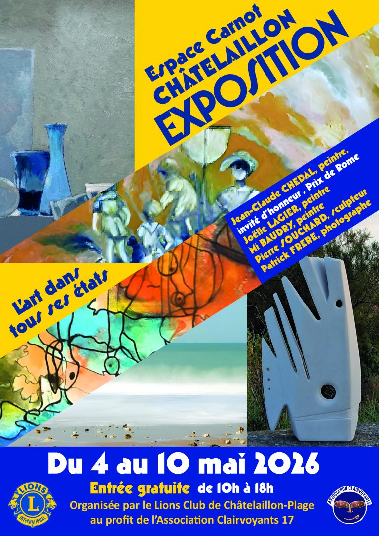 Exposition d'art Visuel en notre faveur du 4 au 8 mai à l'Espace Carnot de Châtelaillon - vernissage le 6 mai à 18h
