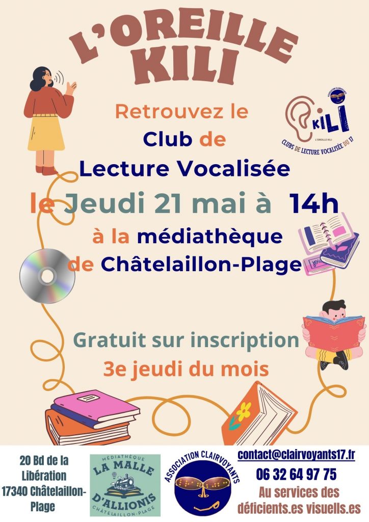 L'Oreille Kili à la médiathèque de Chatelaillon tous les 3e jeudi du mois à 14h
